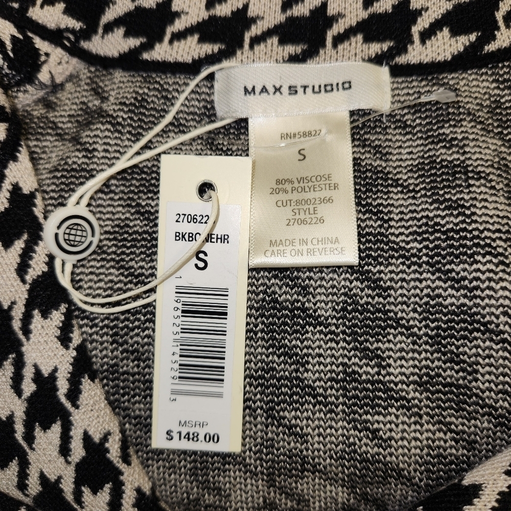 Max Studio Vintage Knit Black Houndstooth Unconstructed Blazer In Cream Black S. - Picture 9 of 16